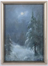 Boris Kurlikov (1918-2009) "Winter night", Oil Painting, 1970 (m)