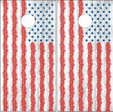 American Flag White Wash Wood Cornhole Wrap Bag Toss Skin Decal Sticker