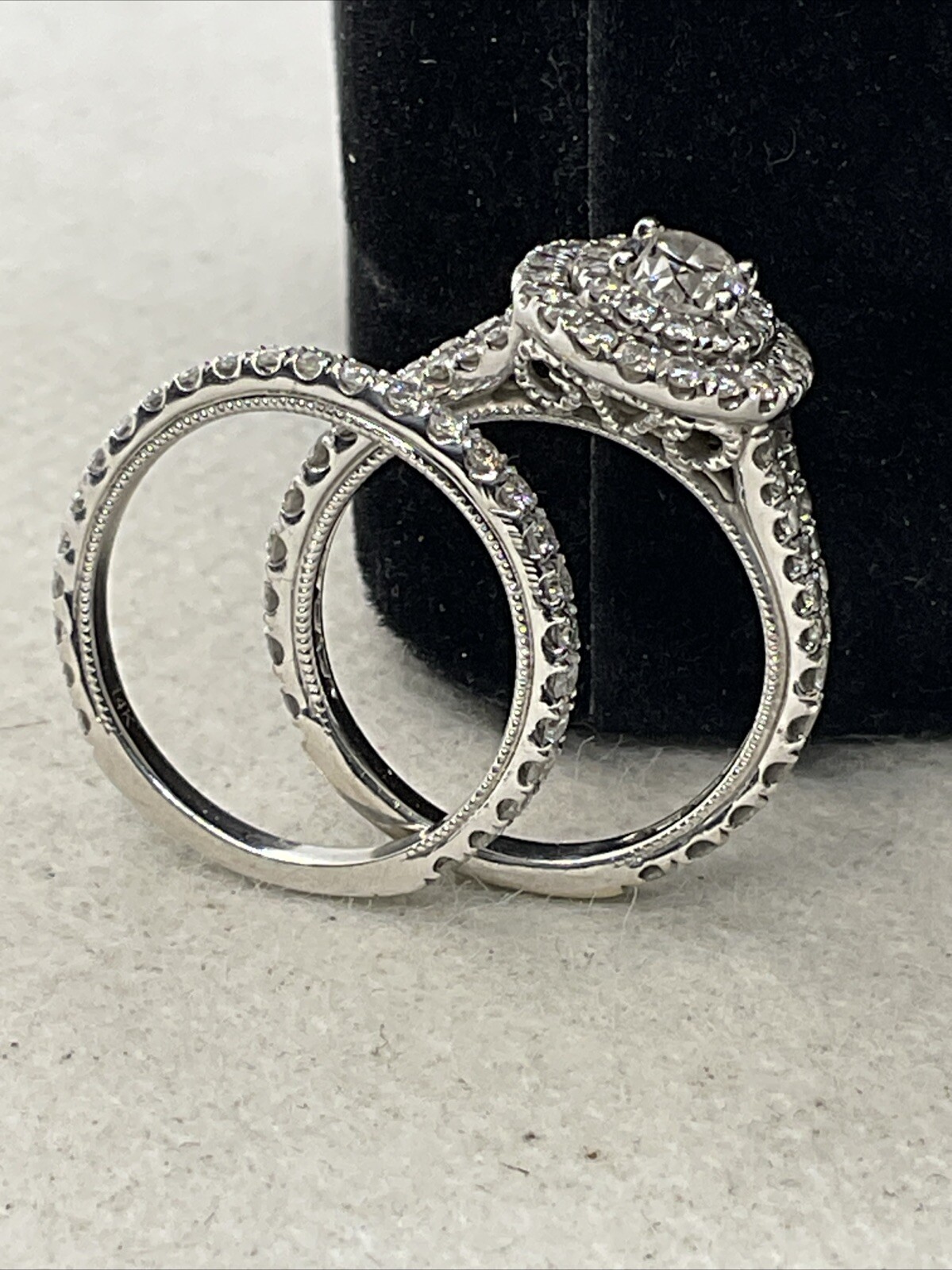 IMPRESSIVE Solid 14K White Gold Oval Diamond w/Ac… - image 20