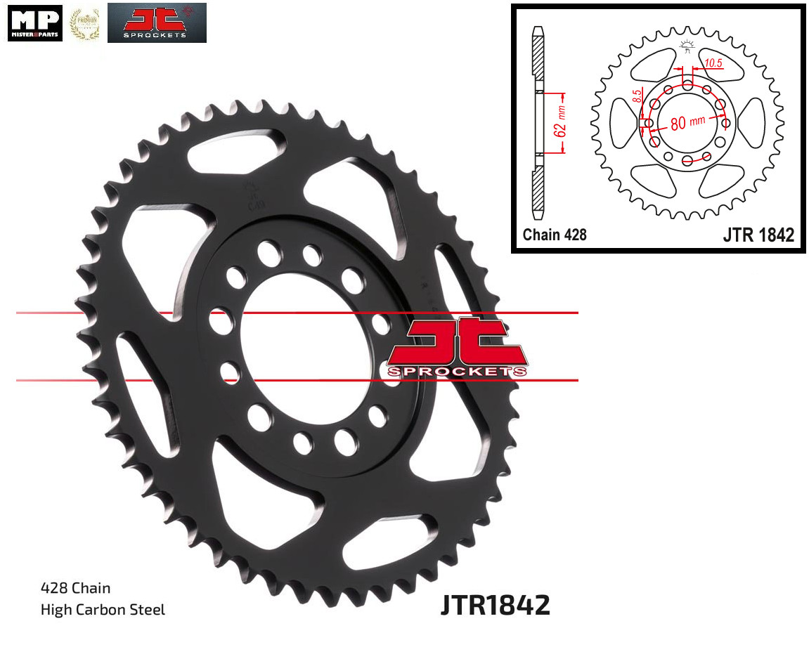 Couronne XT 350 Yamaha kit chaîne 50 dents en acier pour moto trail