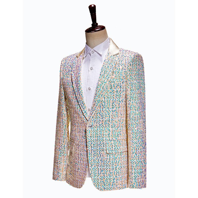 Men's Glitter Sequins 2Pcs Formal Dress Suits Dinner Suits Groom Wedding Sets image 5