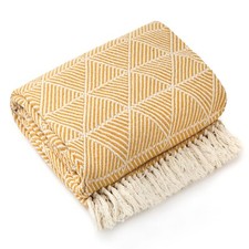 Throw Blanket for Sofas Couch Bed Runner Scandi Woven Soft Cotton Zahra