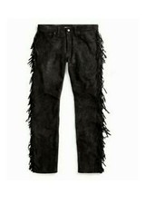 Mens New Black Buckskin Suede leather Western Hippy Fringes Pants WP-107
