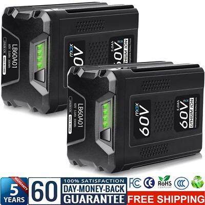 5.0Ah Lithium-ion Battery For GreenWorks Pro 60 Volt Max LB60A00 LB60A03 LB60A01