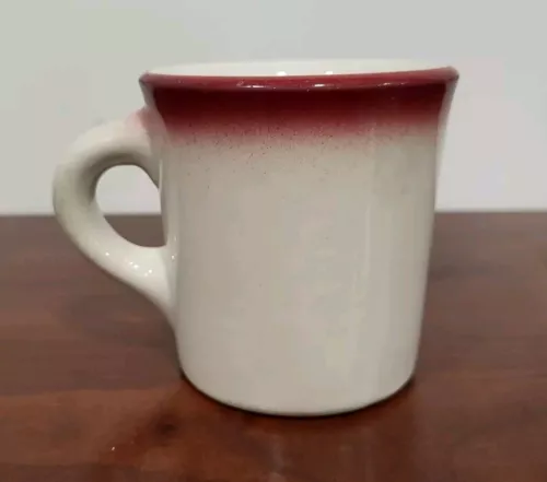SHENANGO CHINA  Red Pink Airbrushed Heavy Diner Coffee Mug   DATED CODED 1977