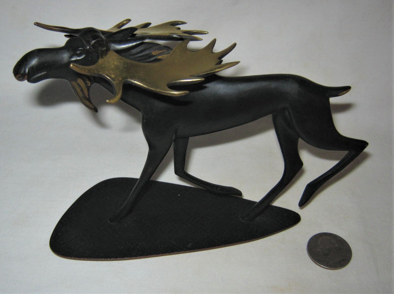 ANTIQUE ART DECO AUSTRIAN BRONZE ROHAC MOOSE ANTLER HUNT ART STATUE