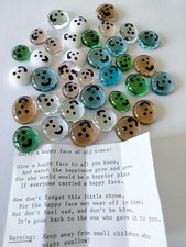 Assortment of Colored Glass Pebbles/Stone with Happy Face 36pc.