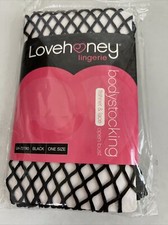 Love honey Lingerie Body Stocking Fishnet One Size Black