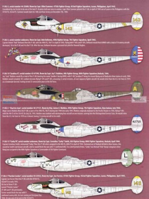 1/48 Zotz Decals #48052 P-38J & L Lightning “Last Ride” PTO Aces
