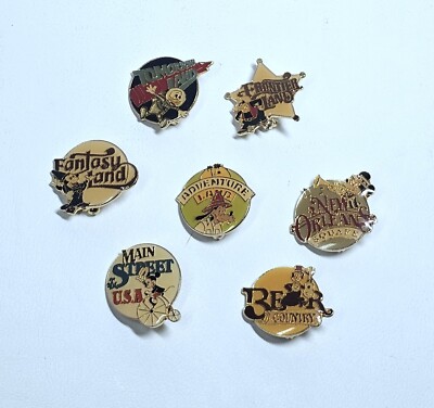 Walt Disney Productions Theme Park Lands Lapel Pins - 1985-1987
