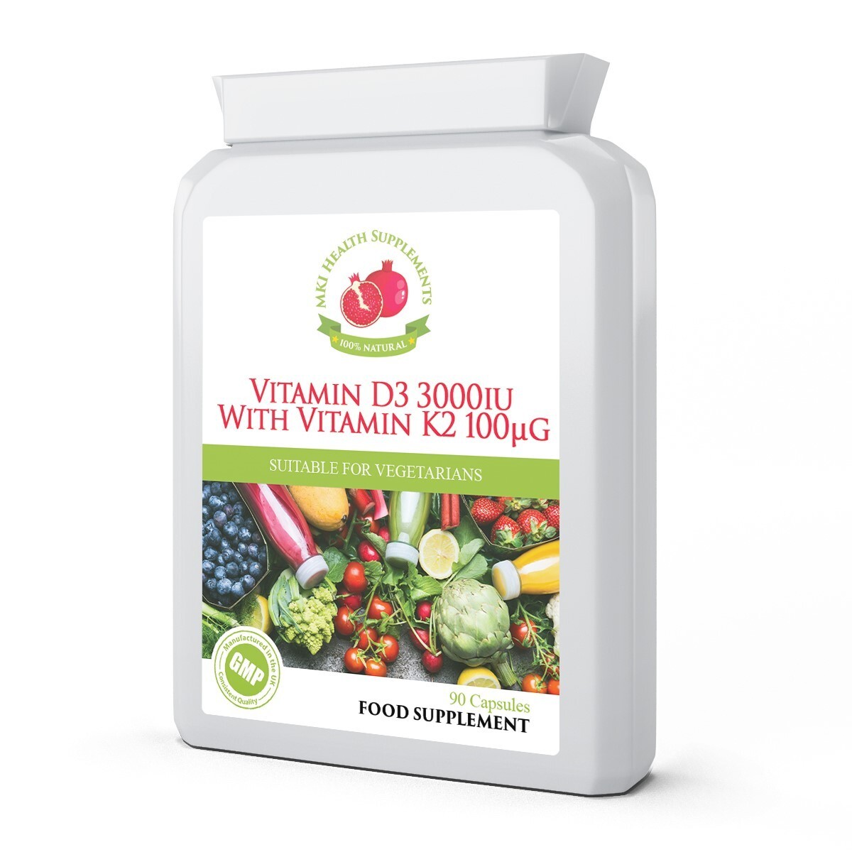 MKI VITAMIN D3 & VITAMIN K2, General Health Care (90 Capsules)Food