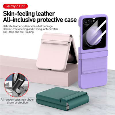 Leder Tasche für Samsung Galaxy Z Flip 6 5 Scharnier Stoßfest Cover mit Display Flim