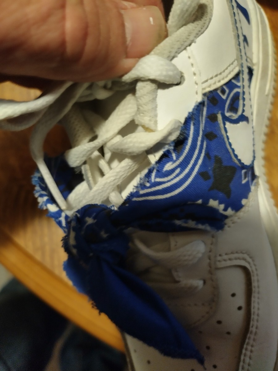 Nike air force 1 low custom Blue Bandana Size 1.5 Youth Used. | eBay