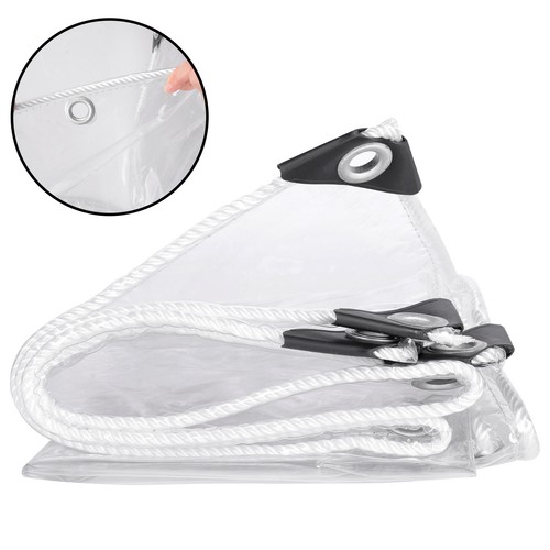 Waterproof Clear Tarp with Grommets Heavy Duty PVC Vinyl Patio Tarpaulin Cover - Picture 18 of 28