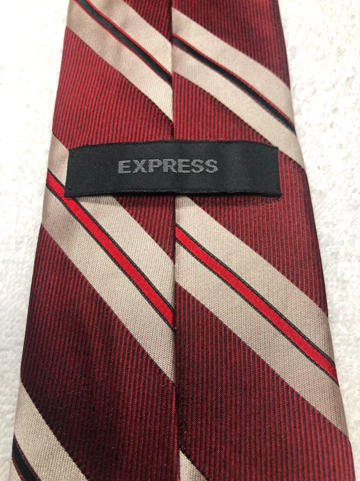 EXPRESS MENS TIE RED WITH RED WHITE STRIPES 3.75 X 61 - Image 4 of 4