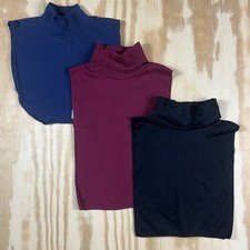 LOT OF 3 Vintage Turtleneck Dickies Black Burgundy Navy Blue Bundle OS