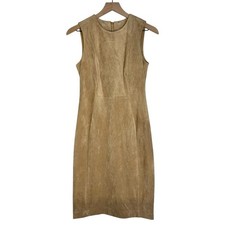 Calvin Klein Size 4 Faux Suede Sleeveless Sheath Dress Camel Tan
