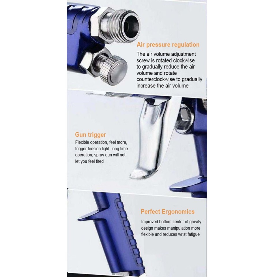 1.0mm Nozzle H2000 Professional HVLP Air Paint Spray Gun Auto Car ...