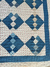 Antique Red White Blue Hand Quilted Patchwork Quilt 65" X 77" — photo 2