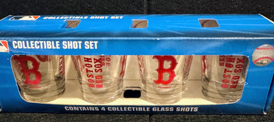 Boston Red Sox Collectible 1.5 oz Shot Glass Set 4 Shot Glasses     Go Sox    