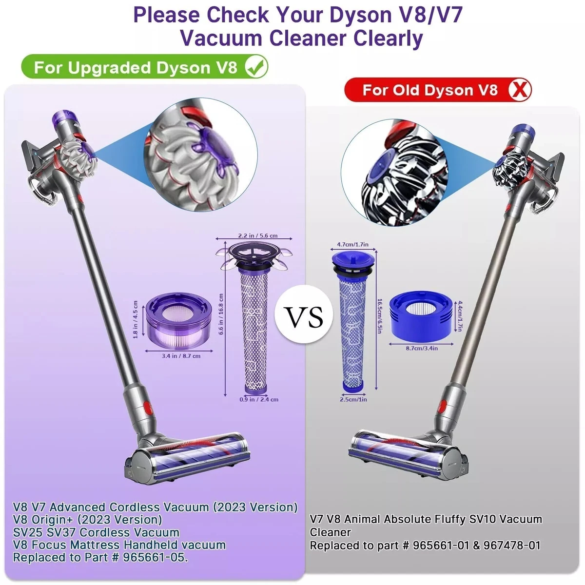 Upgraded V8 Filter for Dyson V8 V7 New Version / SV25 / SV37 / v8 animal extra
