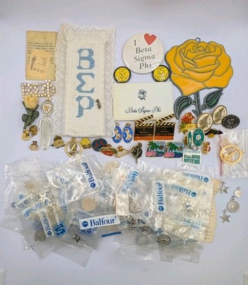 Vtg Beta Sigma Phi Sorority Charms Pins Items Lot 100+ Pcs Balfour FL 1973-2005