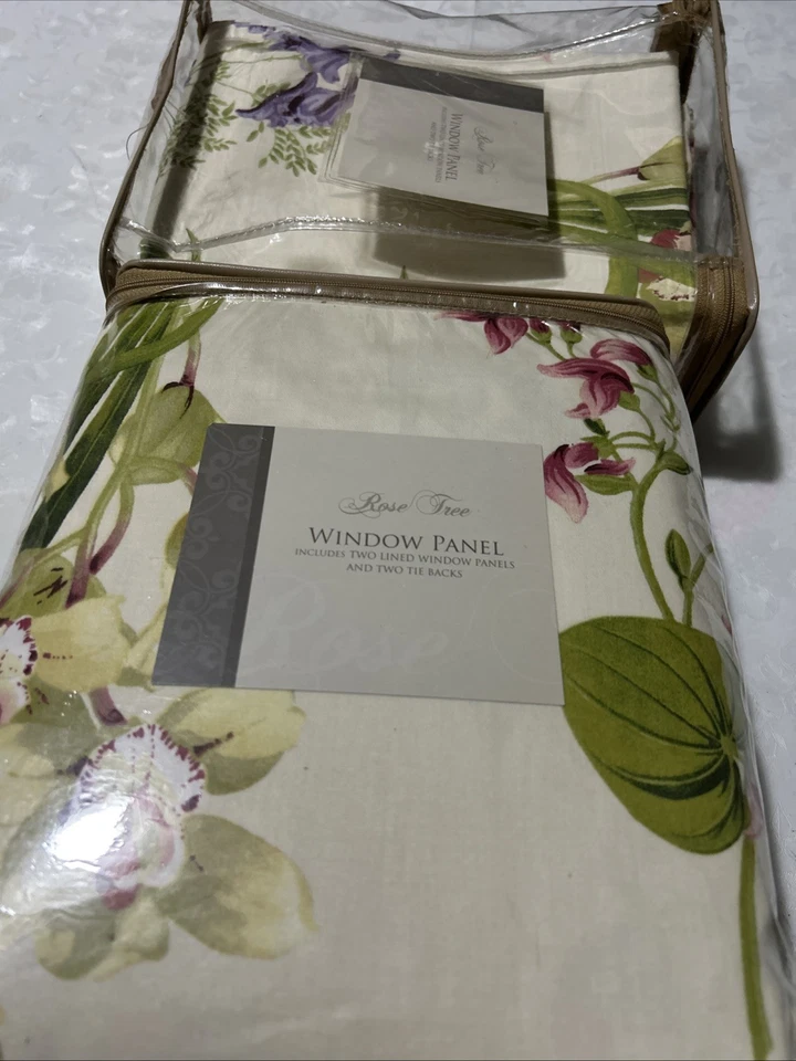 Rose Tree New Window Panel Three Lined Window Panels And 3 Tie Backs 48" X 86" - Image 4 of 4