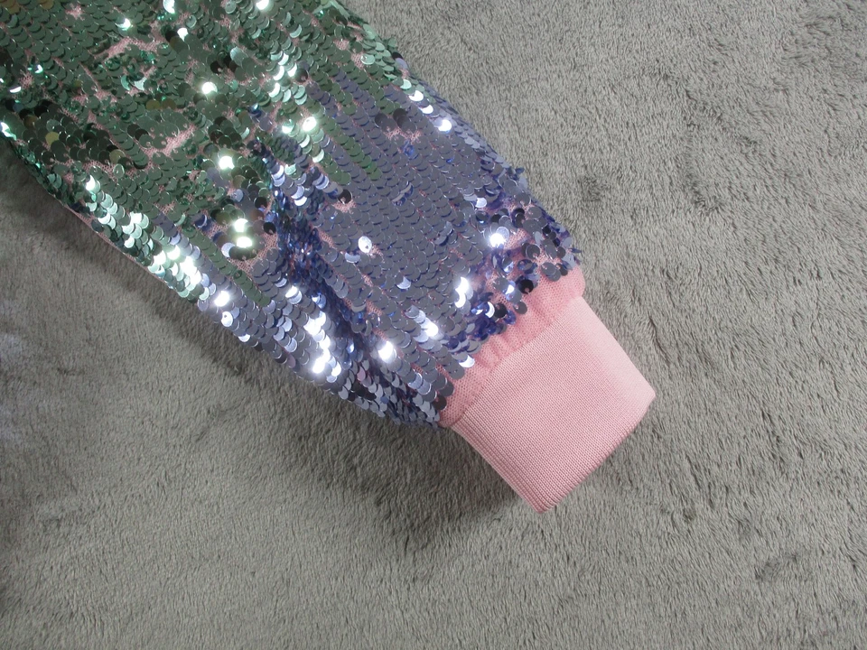 H&M Chaqueta Niñas 8 Rosa Lentejuelas Bombardero Arco Iris Ombre Cremallera Brillo Forrado 1190332 Foto 2 de 4