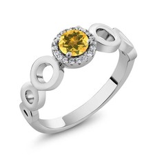 0.67 Ct Round Yellow Citrine 925 Sterling Silver Ring