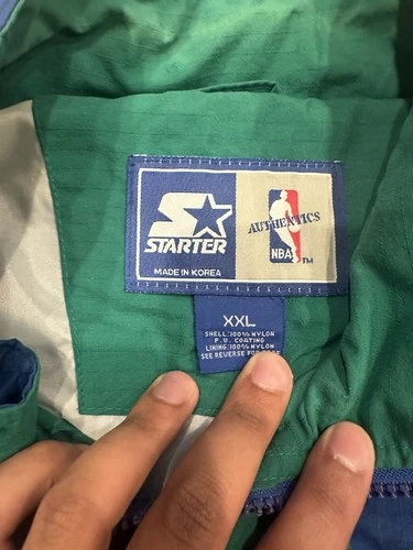 VTG 90s Starter NBA Authentics Timberwolves Half-Zip Pullover Windbreaker 2XL image 3