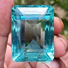 100 Ct Flawless Sky Blue Aquamarine Emerald Cut Certified Loose Gemstone