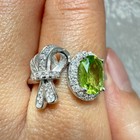 925 Sterling Silver Ring 7x5mm Natural Peridot Gemstone Zircon Handmade Bow Gift — photo 9