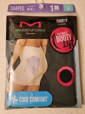 Maidenform Shapes Flexees SMALL Booty Lift Shorty FLS093 Black Firm #10725