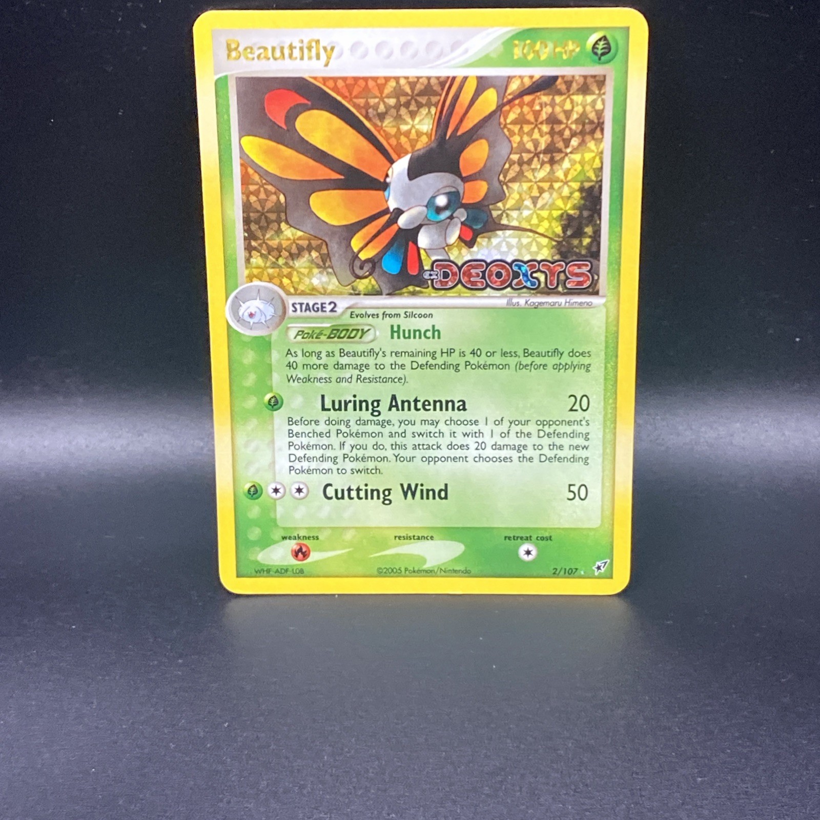 Pokemon Card - Beautifly Deoxys 2/107 Holo Reverse Holo Stamped - LP