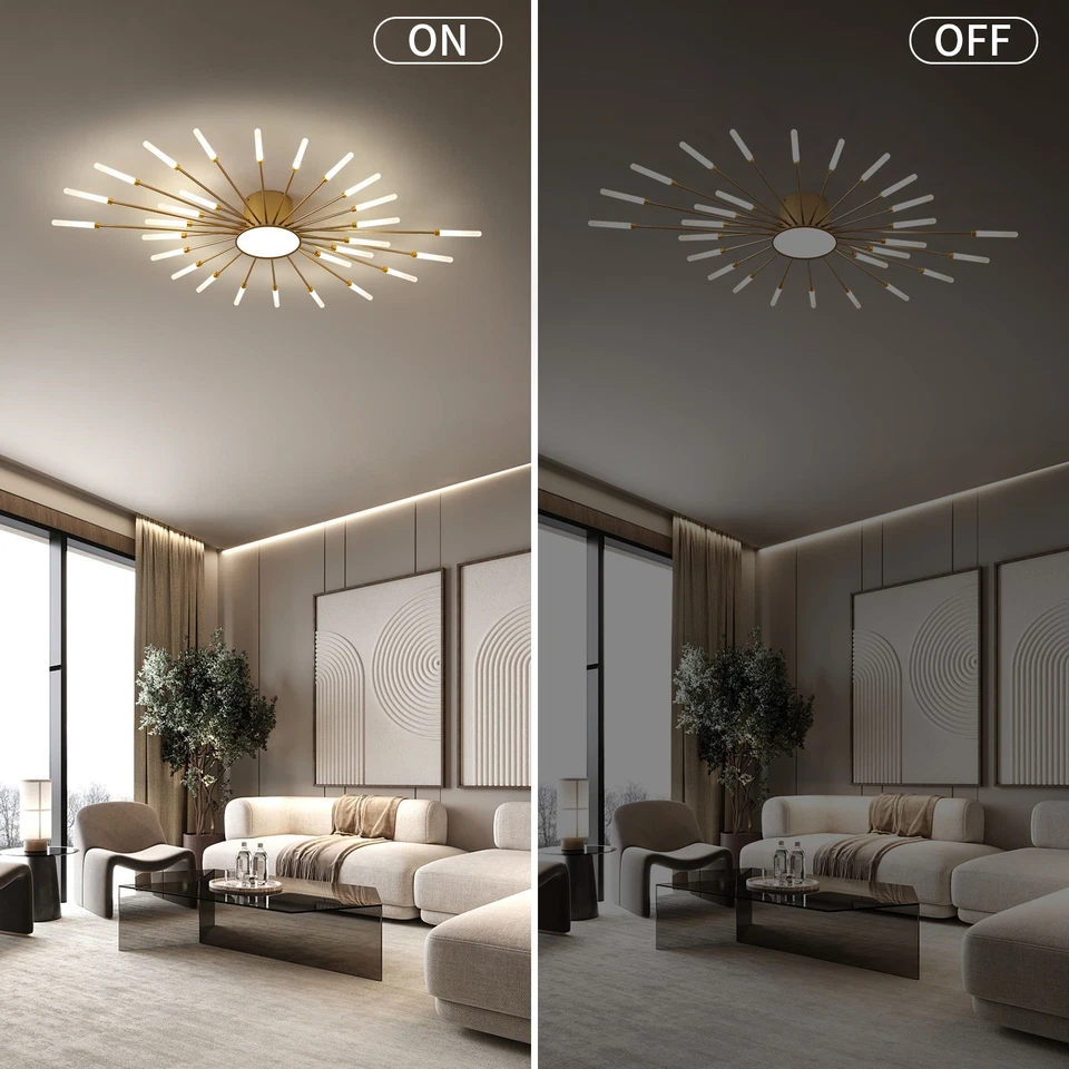 Upgraded 28-Light Flower LED Ceiling Light, Dimmable Flush Mount w/ APP Remote - Image 4 of 4