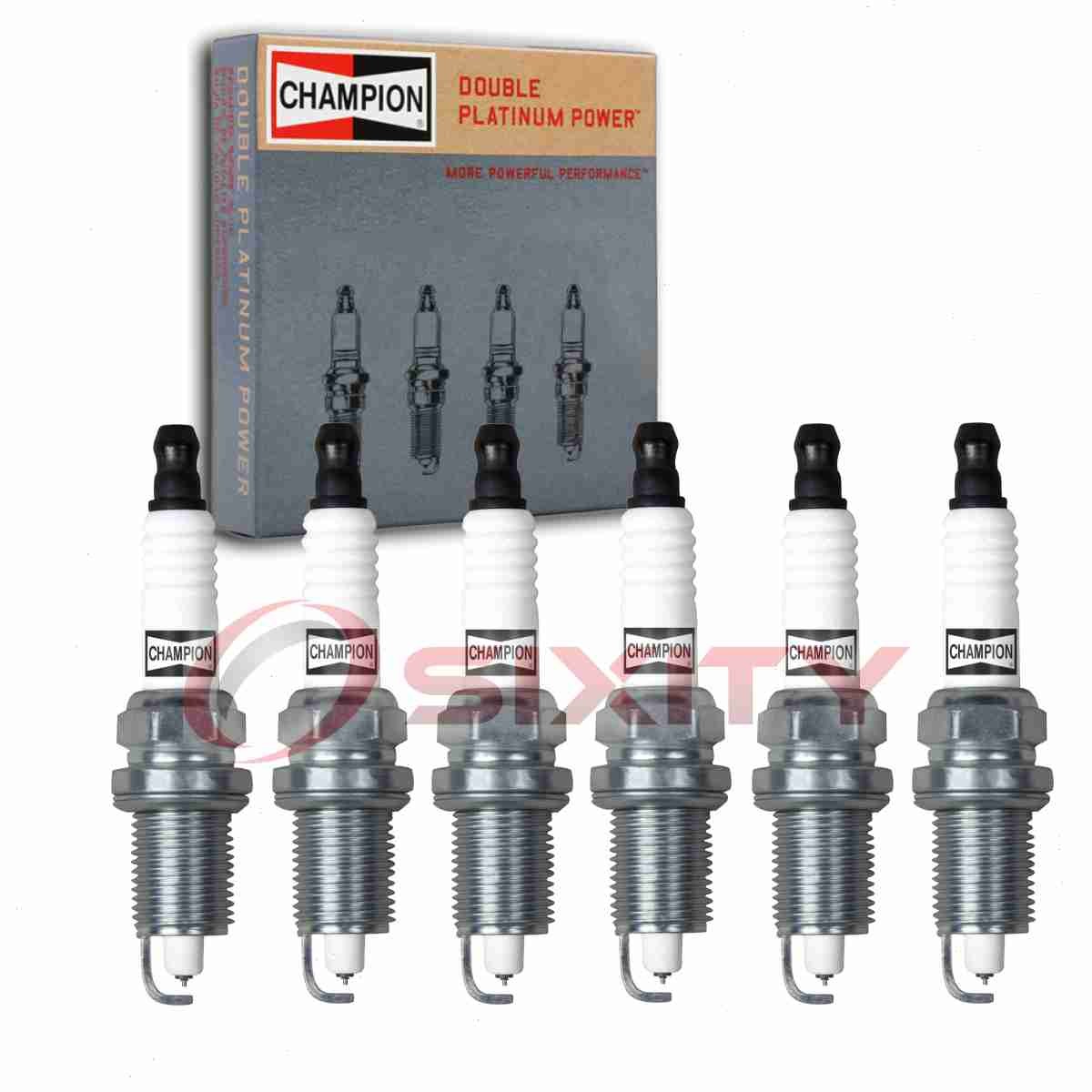 6 pc Champion Double Platinum Spark Plugs for 2002-2012 Jeep Liberty 3.7L V6 ud
