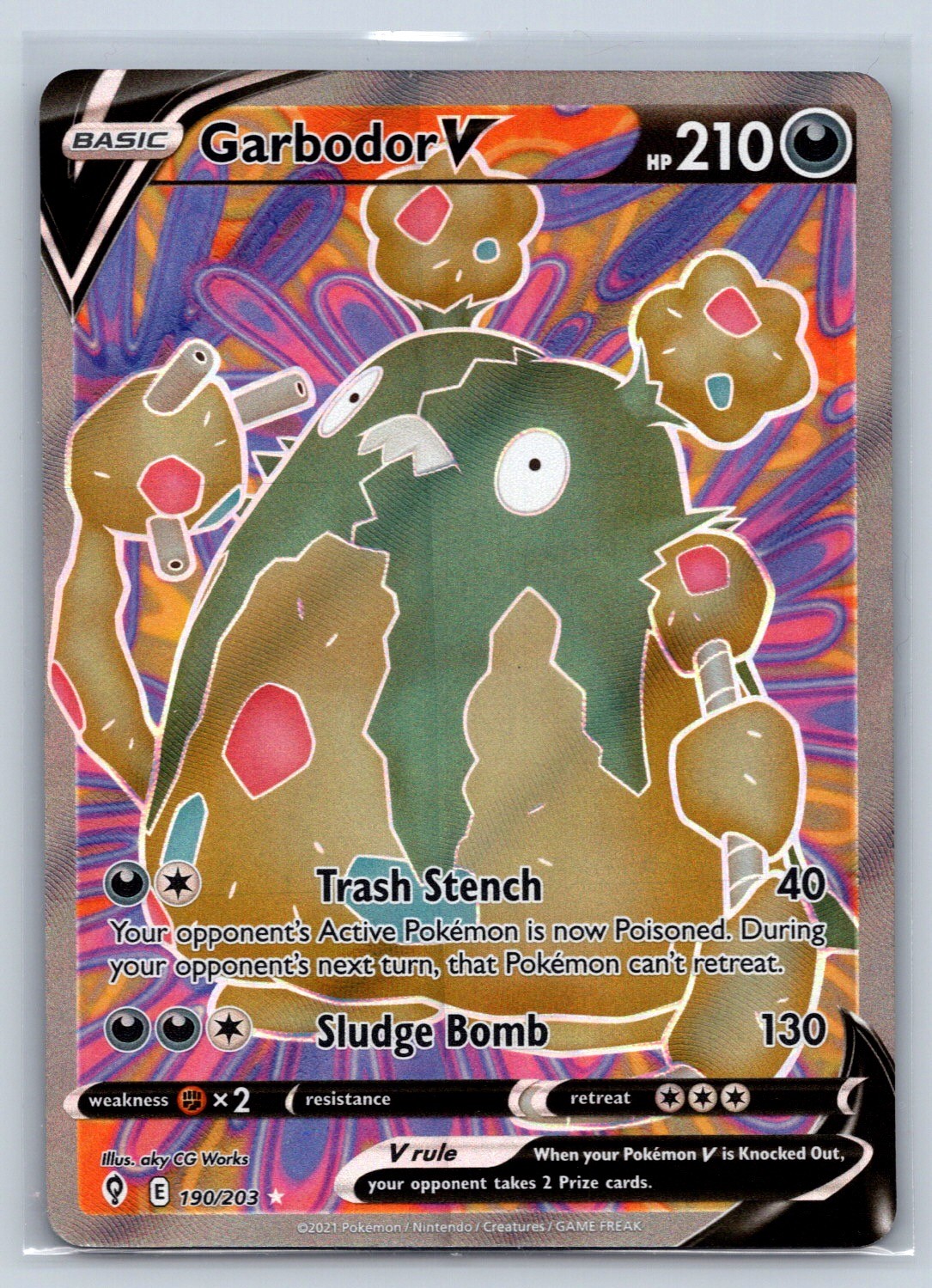 Garbodor V (Full Art) Ultra Rare SWSH07: Evolving Skies 190/203 NM