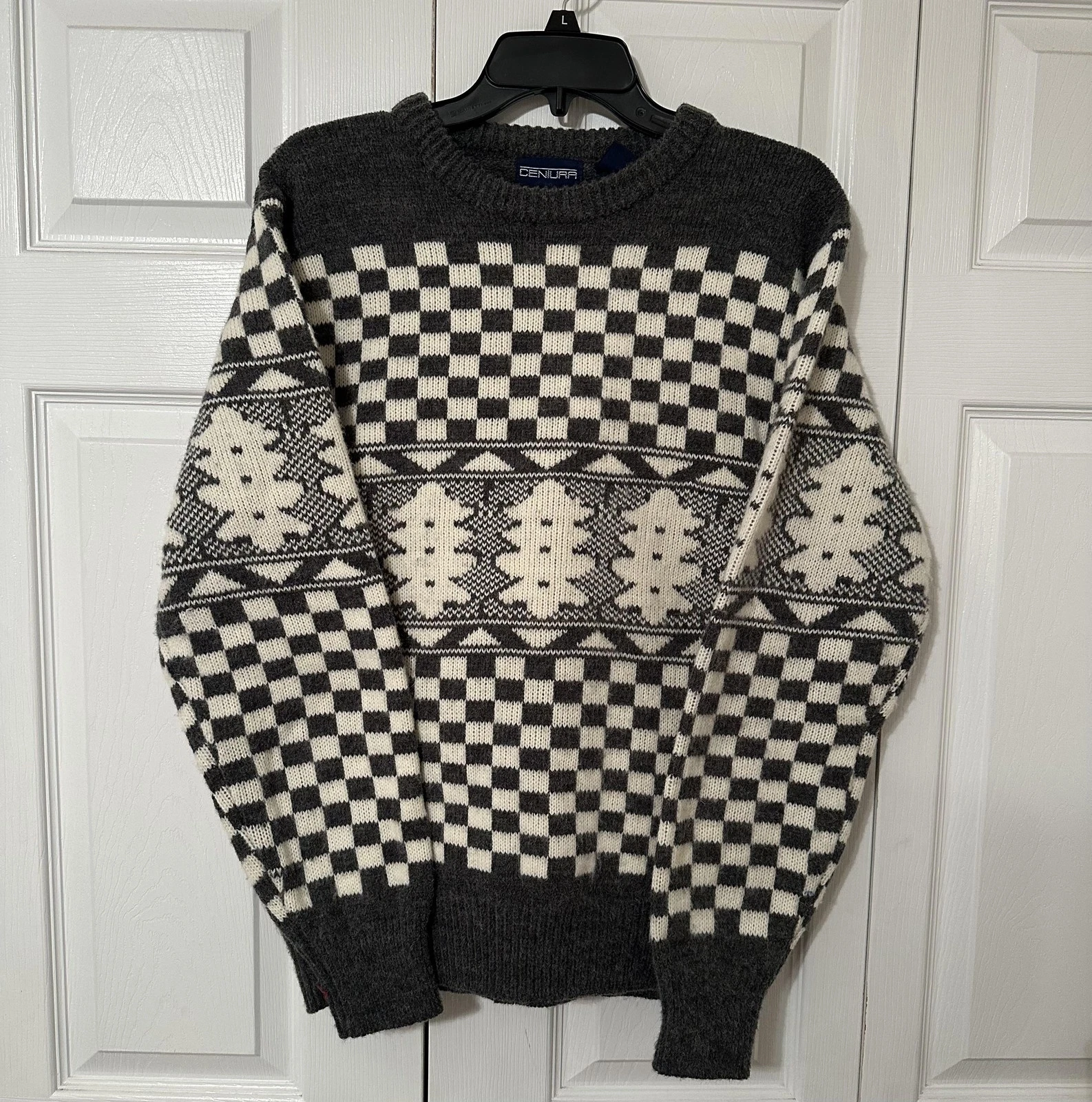 Vtg Centura Sweater Mens L Gray Cream Nordic Checkered Fair Isle Ski Korea 80s
Opens in a new window