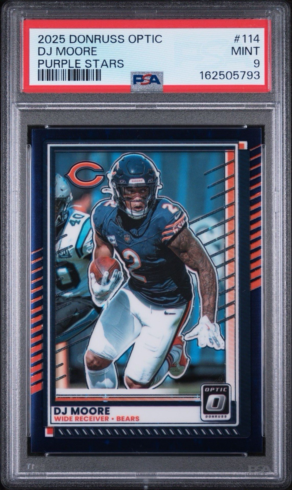 2025 Panini Donruss Optic Purple Stars Prizm 8/15 DJ Moore #114 PSA 9 MINT