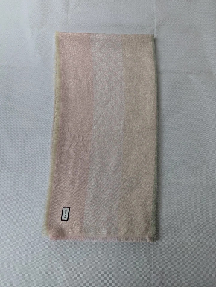 Gucci GG Jacquard Wool & Silk Shawl Wrap Multicolor Made in Italy. - Image 4 of 4