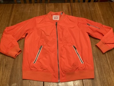 NEW Levi Strauss & Co MA-1 Flight Satin Bomber Orange Jacket Women's Size 2XL 