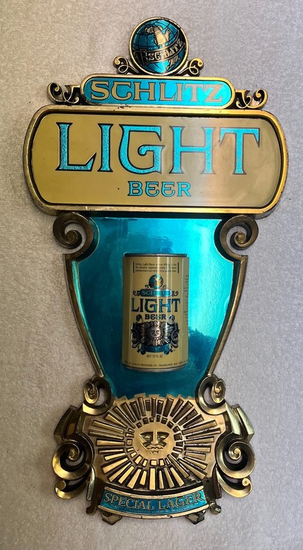 Vintage 1976 Schlitz Light Beer Can plastic hanging wall display