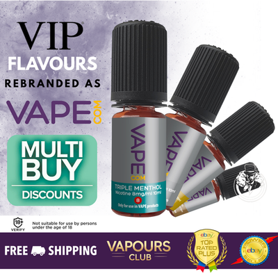 VAPEcom E-Liquid VIP | ORIGINAL VIP Eliquid Flavour Blends 70/30 | All  Flavours