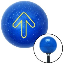 Yellow Bubble Directional Arrow Up Blue Metal Flake Shift Knob W M16x1.5 Insert Yellow Bubble Directional Arrow Up Blue Metal Flake Shift Knob W M16x1.5 Insert