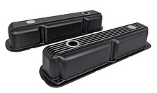 Jegs Black Finned Aluminum Valve Covers For 1964-1992 Small Block Mopar 318