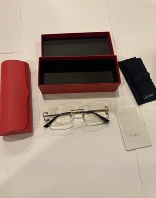 Cartier Rimless Gold Square Eyeglasses with Case, Cloth, and Box SHIPS SAME Day