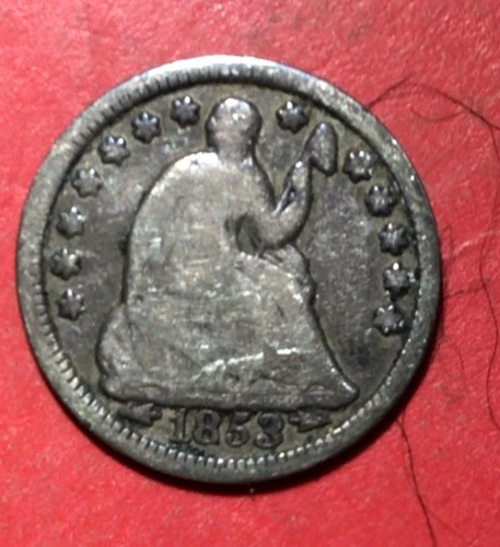 1853 w/Arrows US Seated LIBERTY Half Dime! "Philadelphia" Mint! VG! Old US Coin!