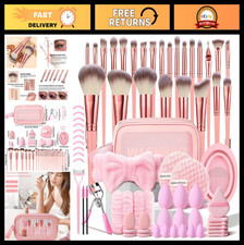 70Pcs Pink Makeup Brush Set - Professional Multi-functional Kit with Case, Face