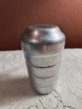 Vintage Ribbed Aluminum Cocktail Shaker w/ Lid Italy