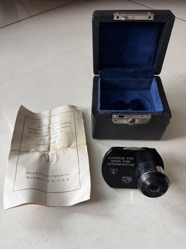 Vtg Bausch & Lomb Microscope Micrometer Eyepiece w/ Box Grain Size Determination